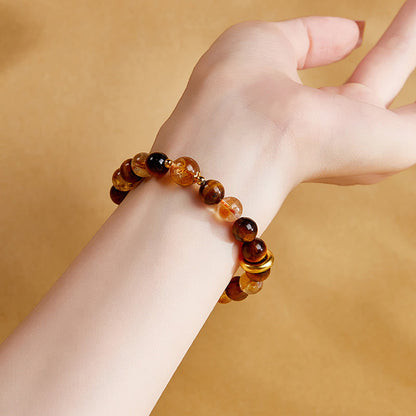 999 Sterling Silver Citrine Tiger's Eye Bracelet