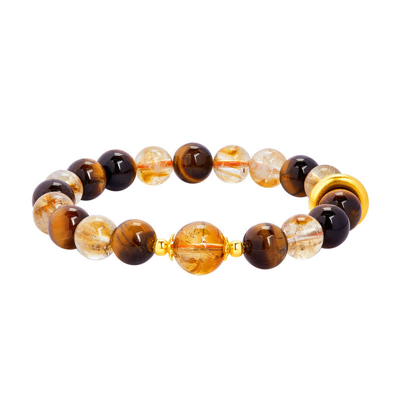 999 Sterling Silver Citrine Tiger's Eye Bracelet