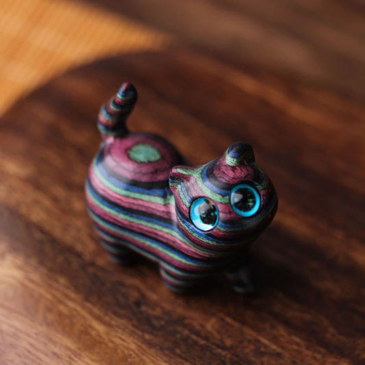 Sandalwood Cat Figurine Decor