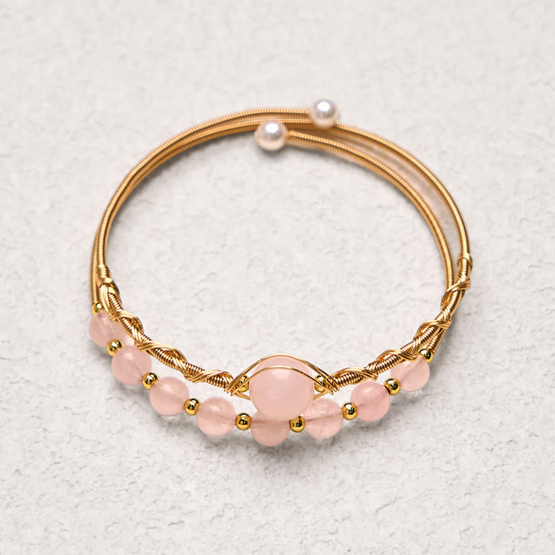 Rose Quartz Metal Cuff Bracelet