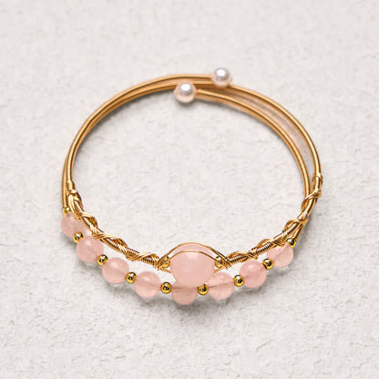 Rose Quartz Metal Cuff Bracelet