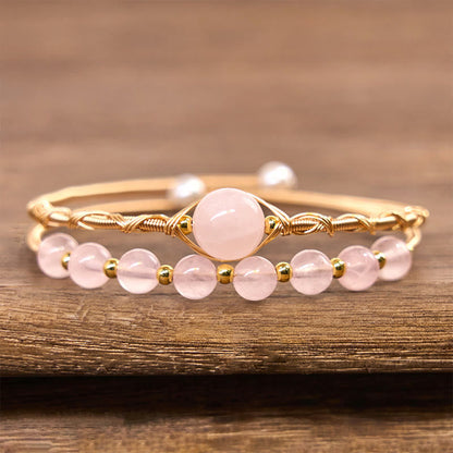 Rose Quartz Metal Cuff Bracelet