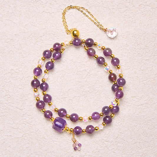 Amethyst Square Bead Double-Wrap Bracelet by Worn Within