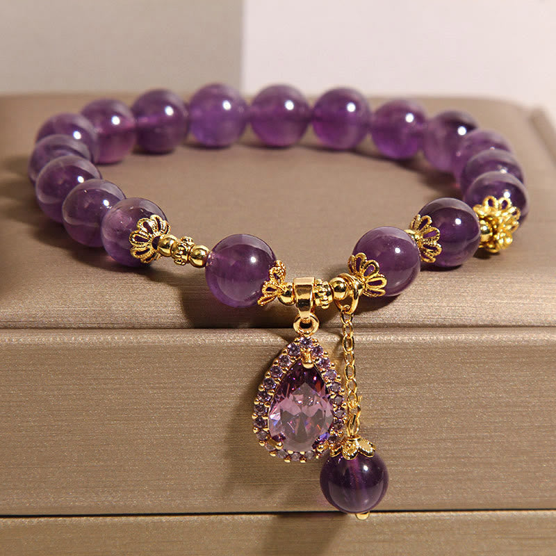 Amethyst Water Drop Bracelet by Worn Within