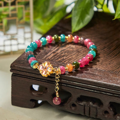 Tourmaline Four-Leaf Clover Flower Bracelet