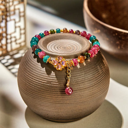 Tourmaline Four-Leaf Clover Flower Bracelet by Worn Within