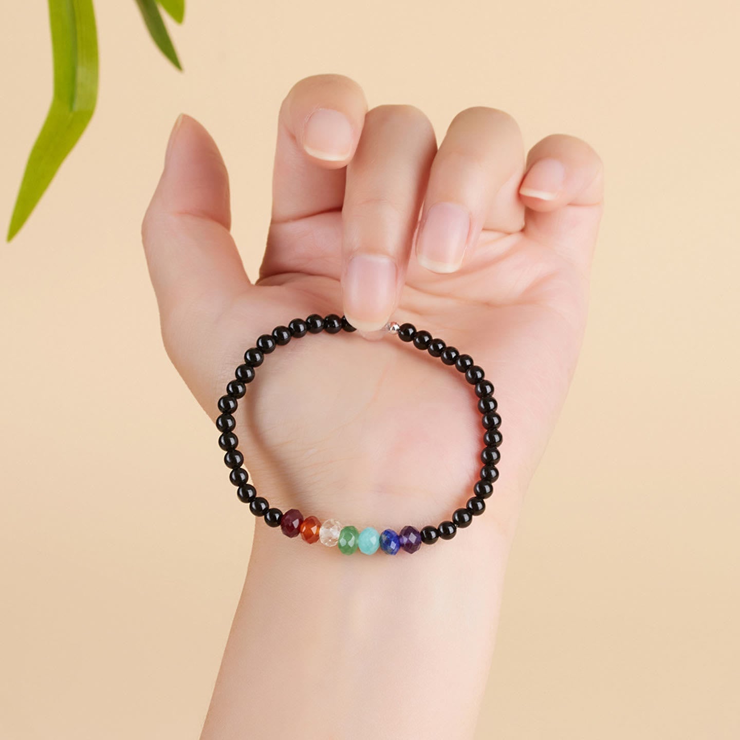 Black Tourmaline Colorful Stone Bracelet