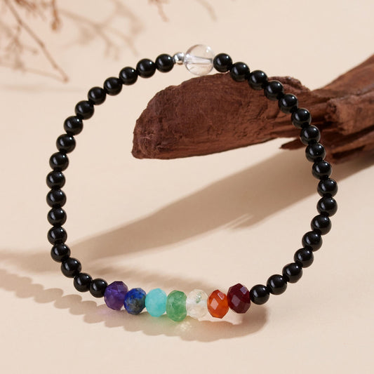 Black Tourmaline Colorful Stone Bracelet by Worn Within