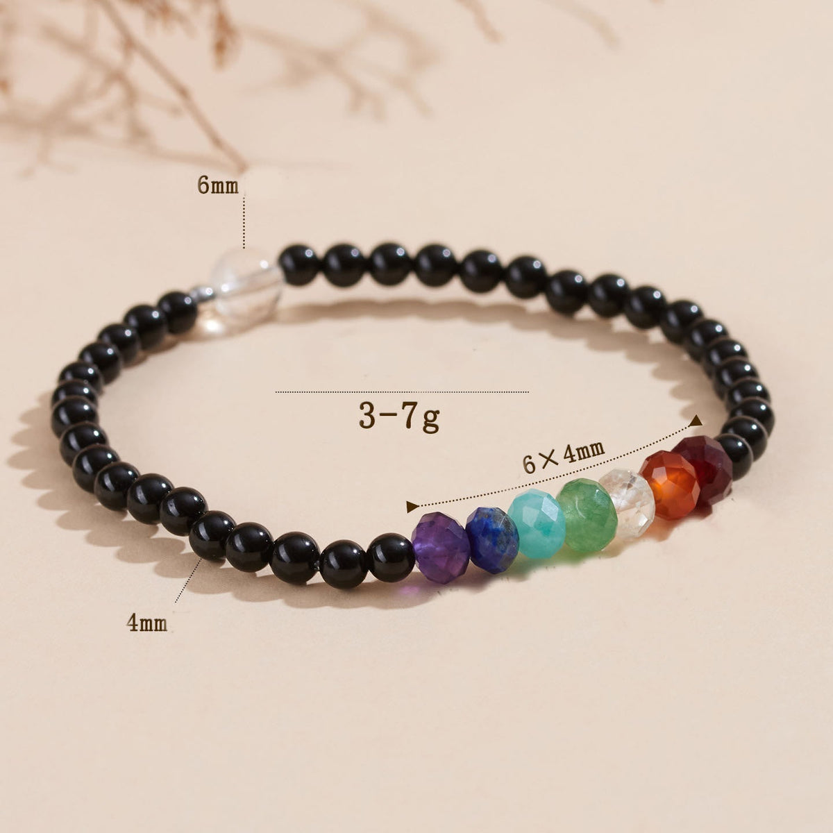 Black Tourmaline Colorful Stone Bracelet