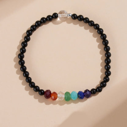 Black Tourmaline Colorful Stone Bracelet