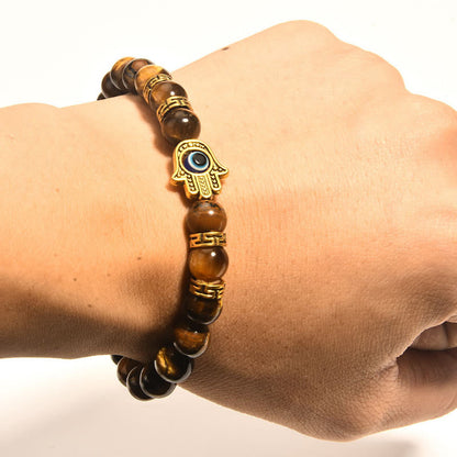 Tiger's Eye Evil Eye Bracelet