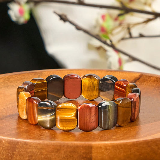 Colored Tiger's Eye Oval Beads Bracelet by Worn Within