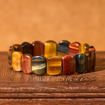 Armband mit ovalen Tigeraugeperlen in Farbe