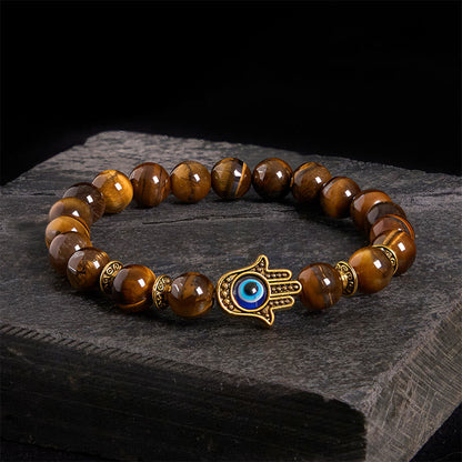 Tiger's Eye Evil Eye Bracelet