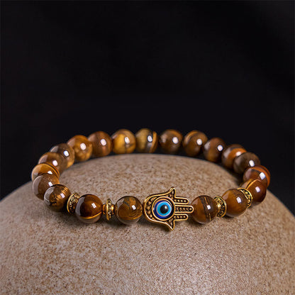 Tiger's Eye Evil Eye Bracelet
