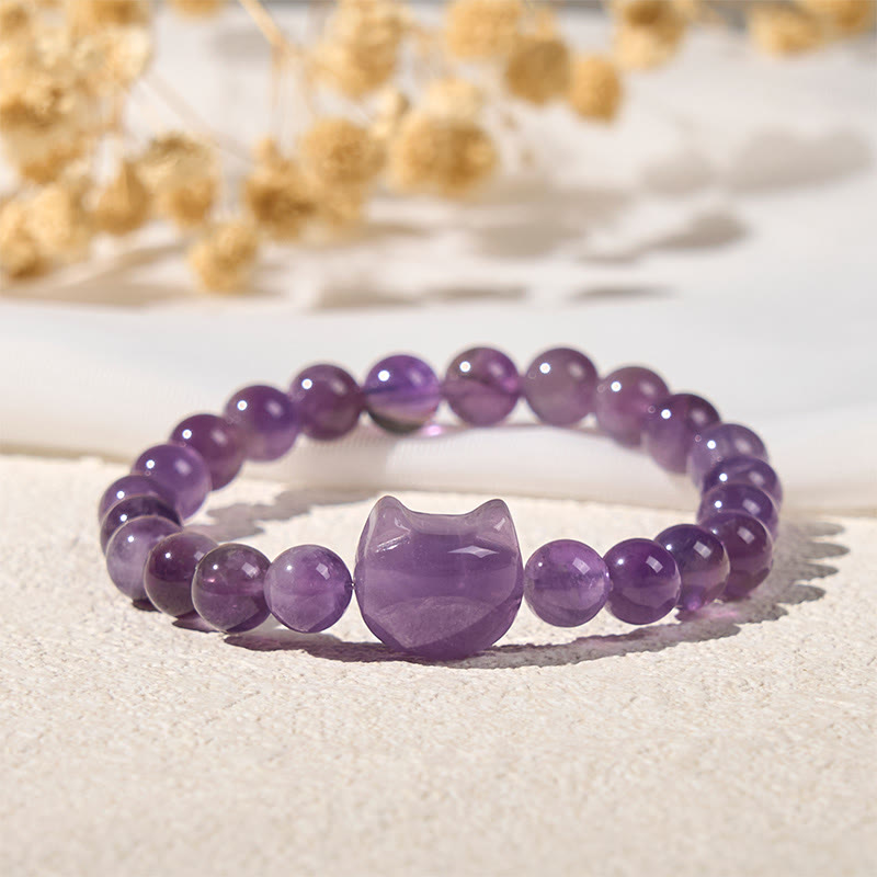 Amethyst-Katzen-Armband