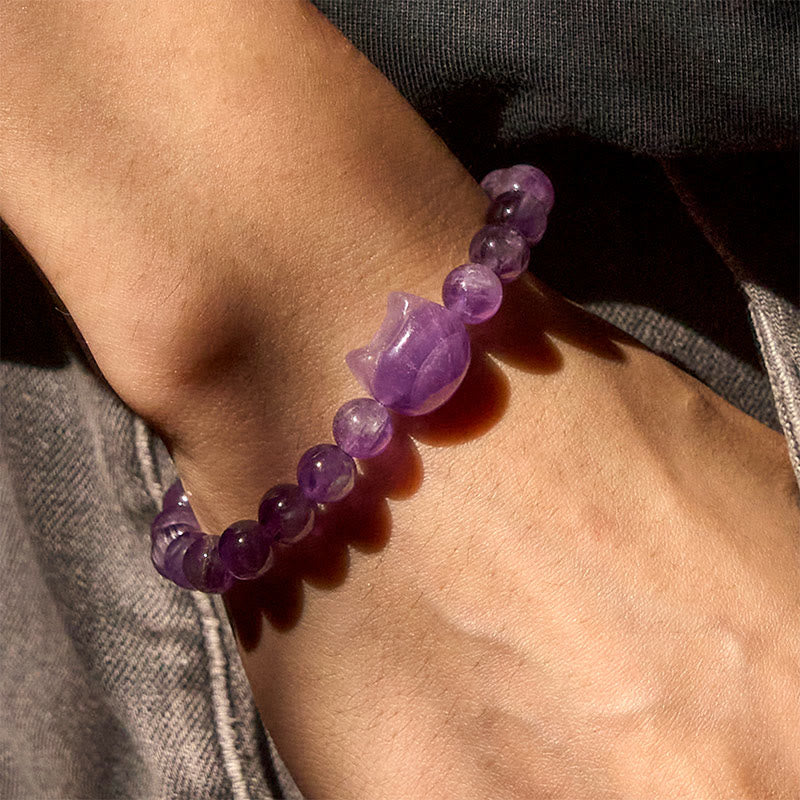 Amethyst-Katzen-Armband