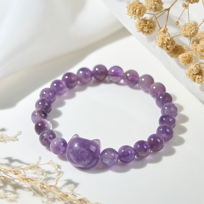 Amethyst-Katzen-Armband