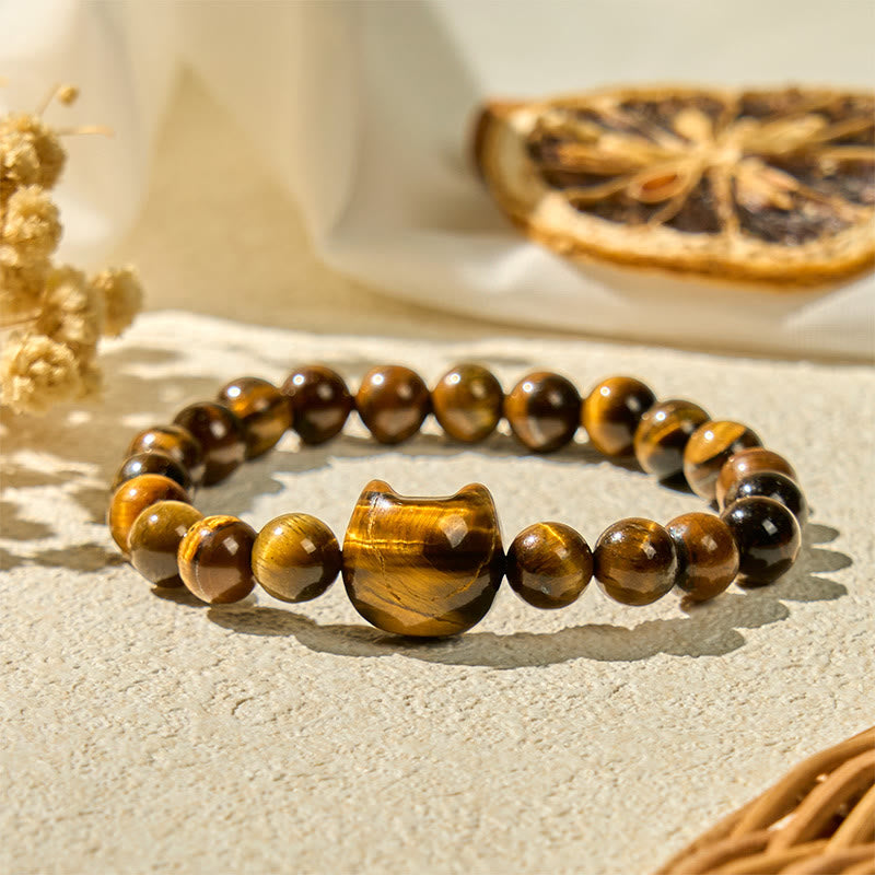 Tiger's Eye Cat Bead Bracelet by Worn Within