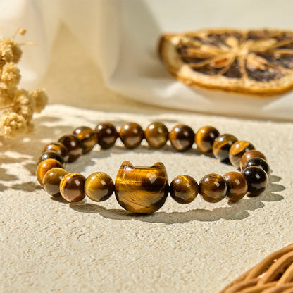 Tiger's Eye Cat Bead Bracelet by Worn Within