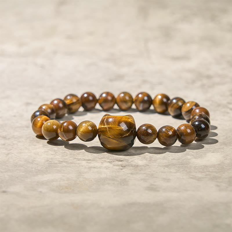 Tiger's Eye Cat Bead Bracelet