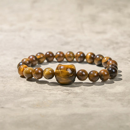 Tiger's Eye Cat Bead Bracelet