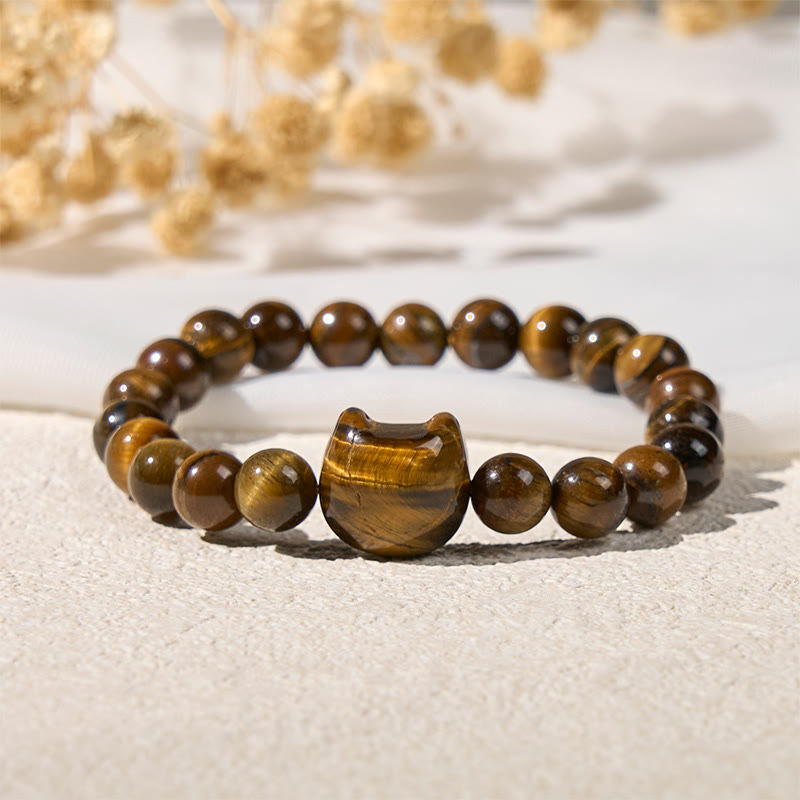 Tiger's Eye Cat Bead Bracelet