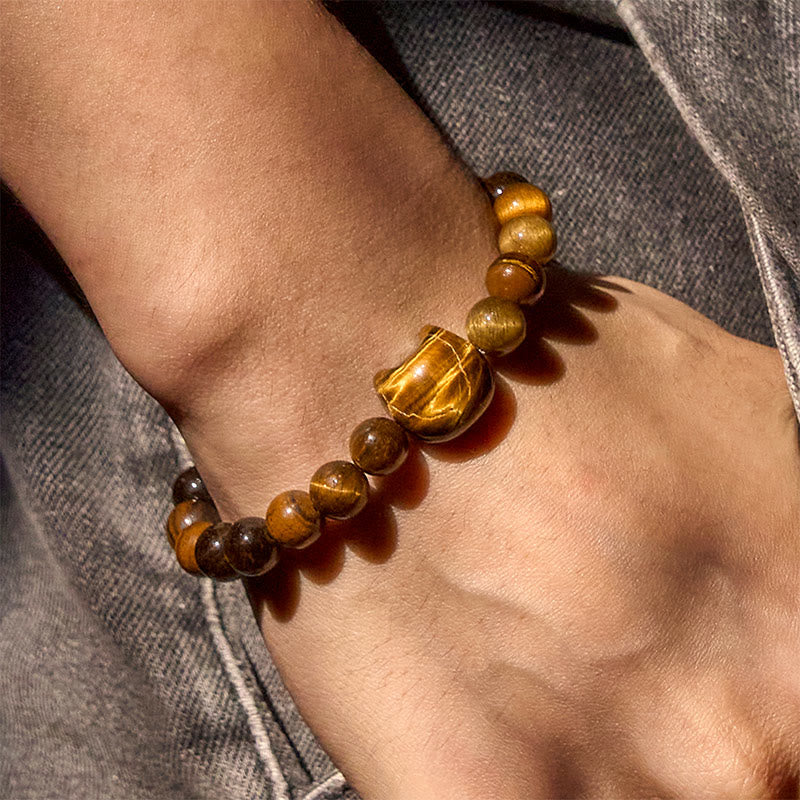 Tiger's Eye Cat Bead Bracelet