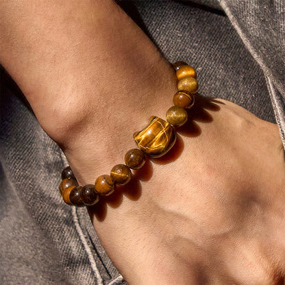 Tiger's Eye Cat Bead Bracelet