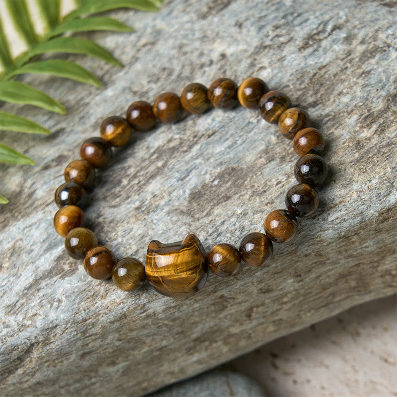 Tiger's Eye Cat Bead Bracelet