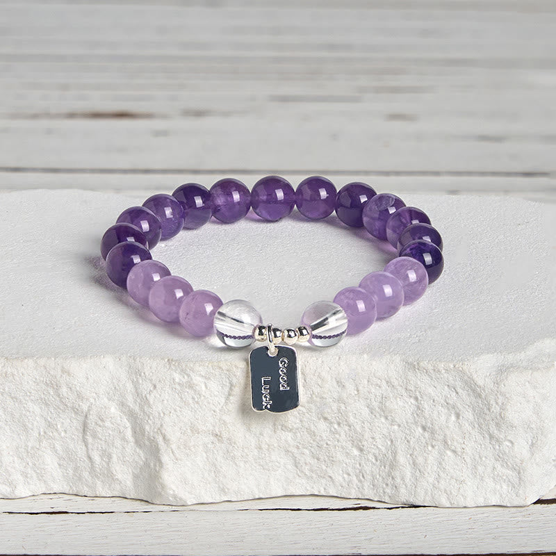 Amethyst Rose Strawberry Quartz Charm Bracelet by Worn Within