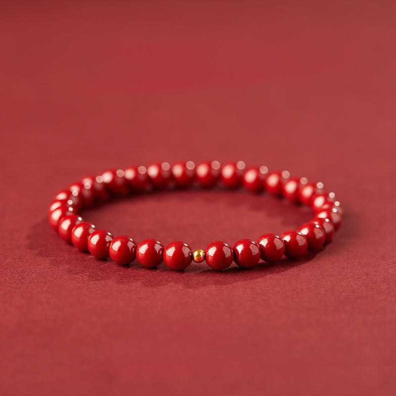 Cinnabar Silver Bead Bracelet