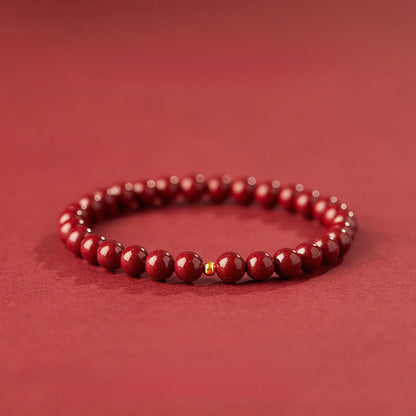 Cinnabar Silver Bead Bracelet
