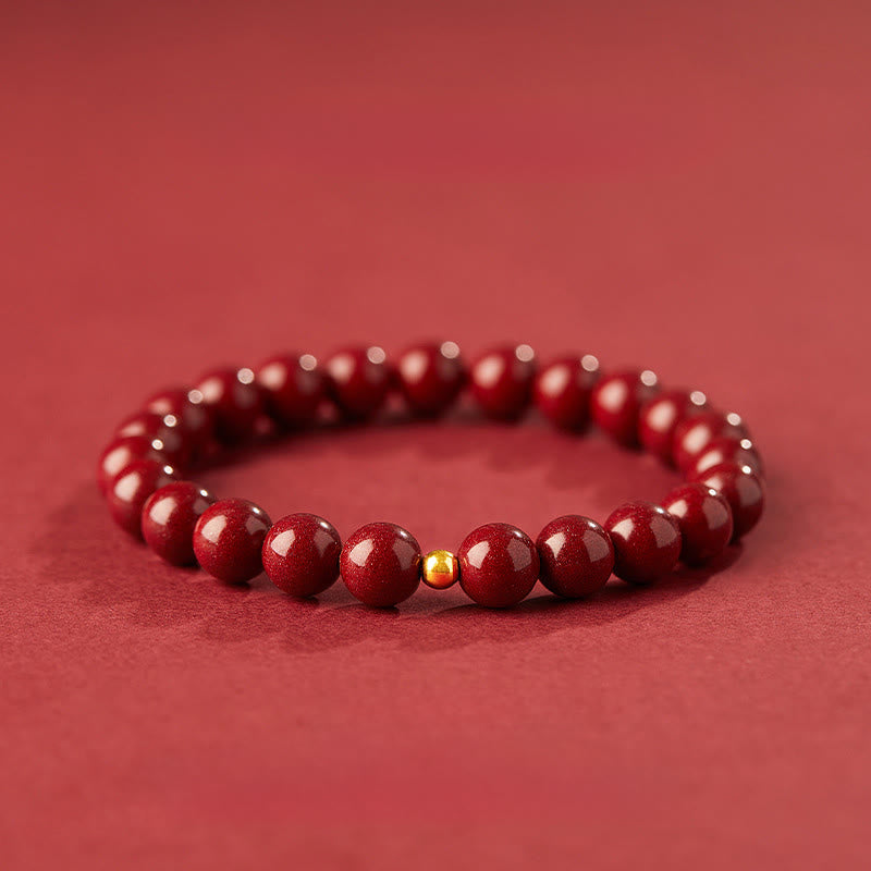 Cinnabar Silver Bead Bracelet