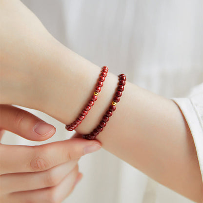 Cinnabar Silver Bead Bracelet
