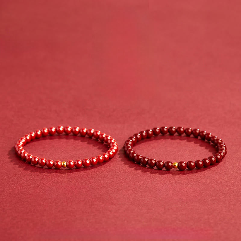 Cinnabar Silver Bead Bracelet