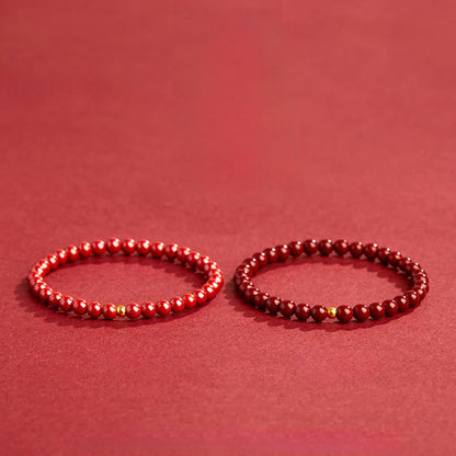 Cinnabar Silver Bead Bracelet