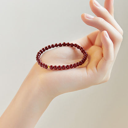 Cinnabar Silver Bead Bracelet