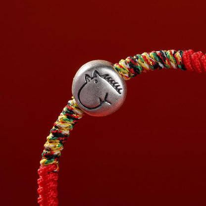 Armband mit rotem Faden aus 999er Silber mit Pferdemotiv