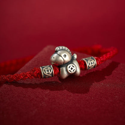 999 Silbernes Pferde-Armband mit verstellbarem Band