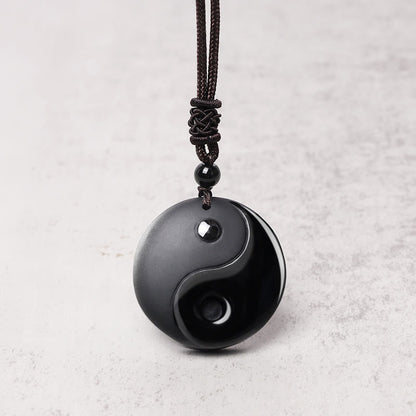 Obsidian-Daoisten-Yin-Yang-Halskette