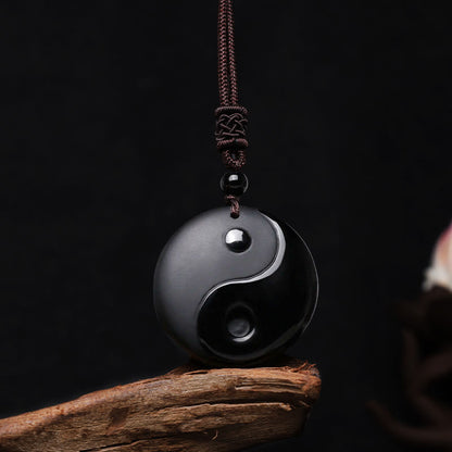 Obsidian-Daoisten-Yin-Yang-Halskette