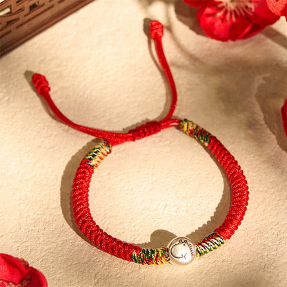 Armband mit rotem Faden aus 999er Silber mit Pferdemotiv