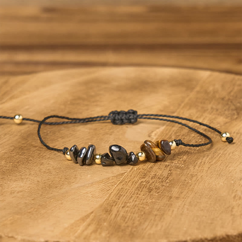 Tiger's Eye Tourmaline Pyrite Rope Bracelet
