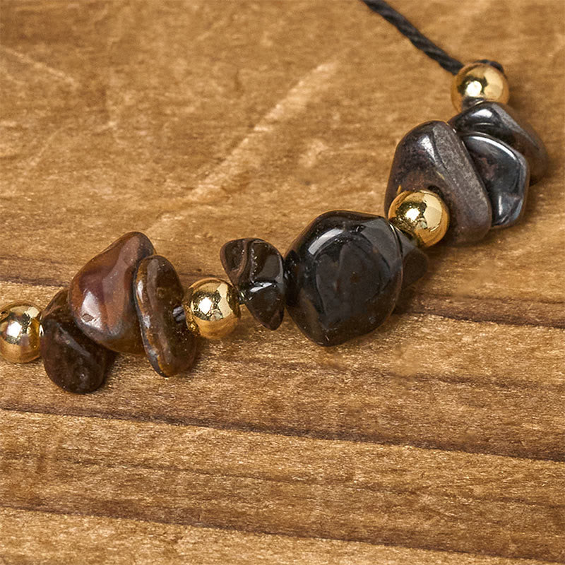 Tiger's Eye Tourmaline Pyrite Rope Bracelet