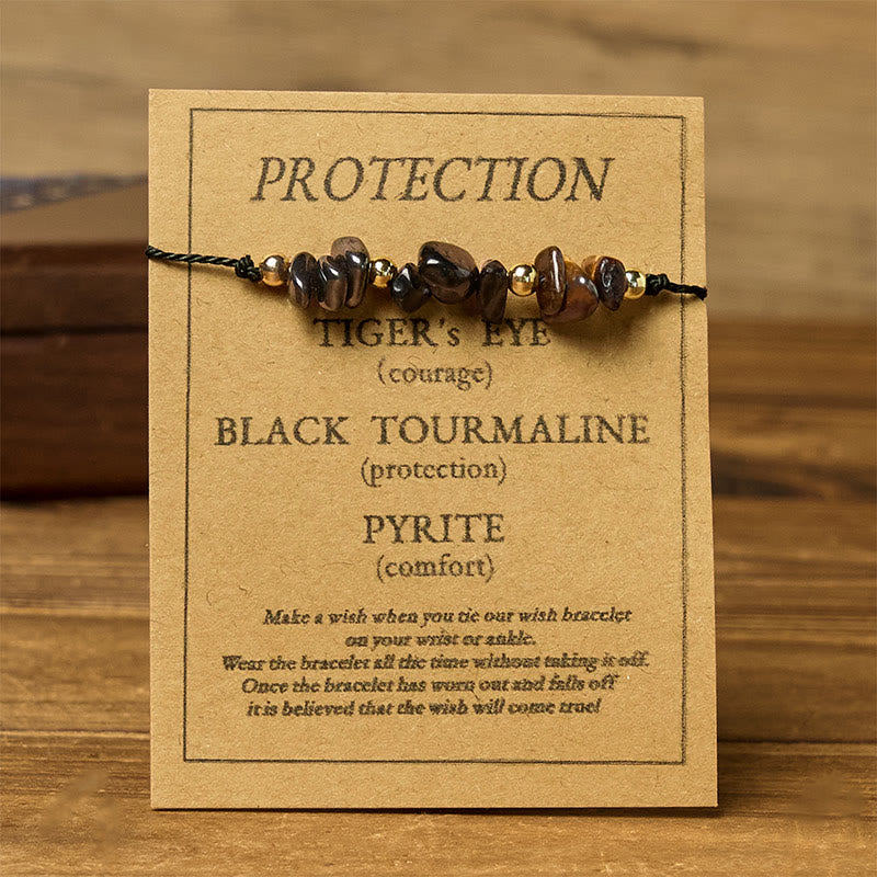 Tiger's Eye Tourmaline Pyrite Rope Bracelet