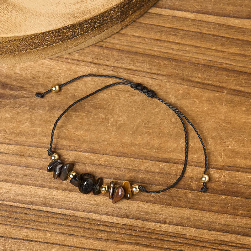 Tiger's Eye Tourmaline Pyrite Rope Bracelet
