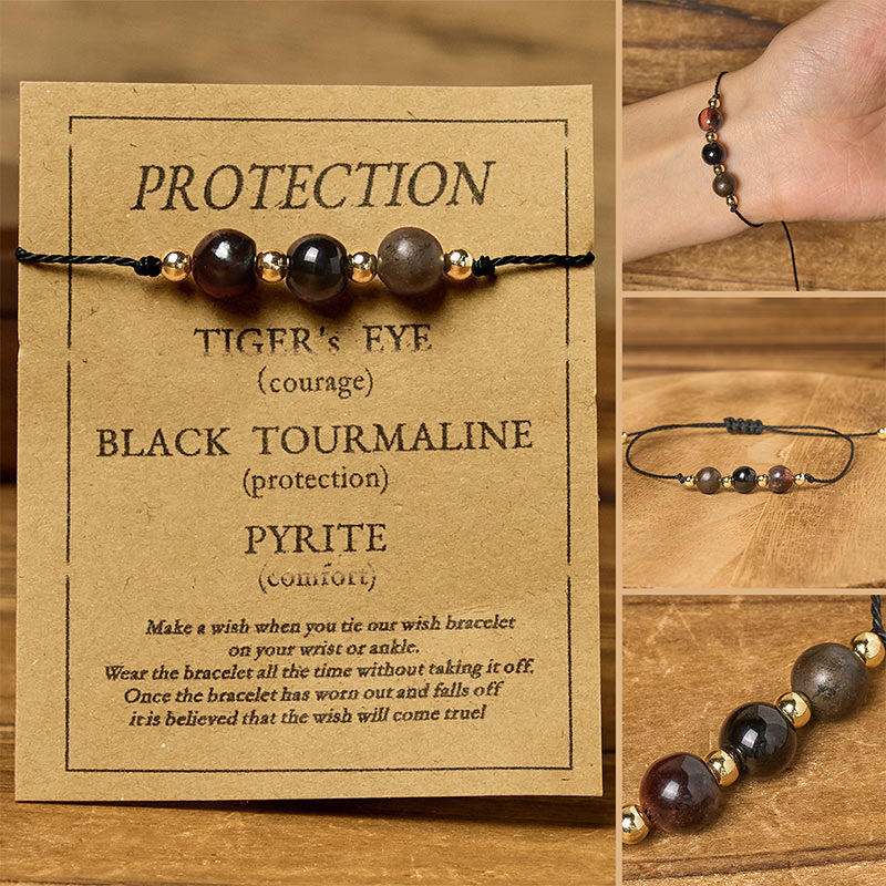 Tiger's Eye Tourmaline Pyrite Rope Bracelet
