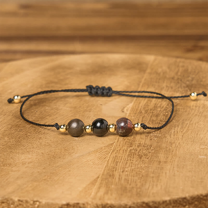 Tiger's Eye Tourmaline Pyrite Rope Bracelet