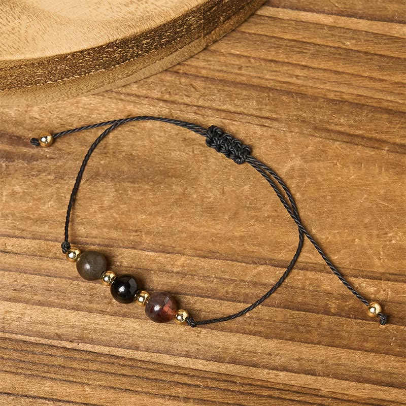 Tiger's Eye Tourmaline Pyrite Rope Bracelet